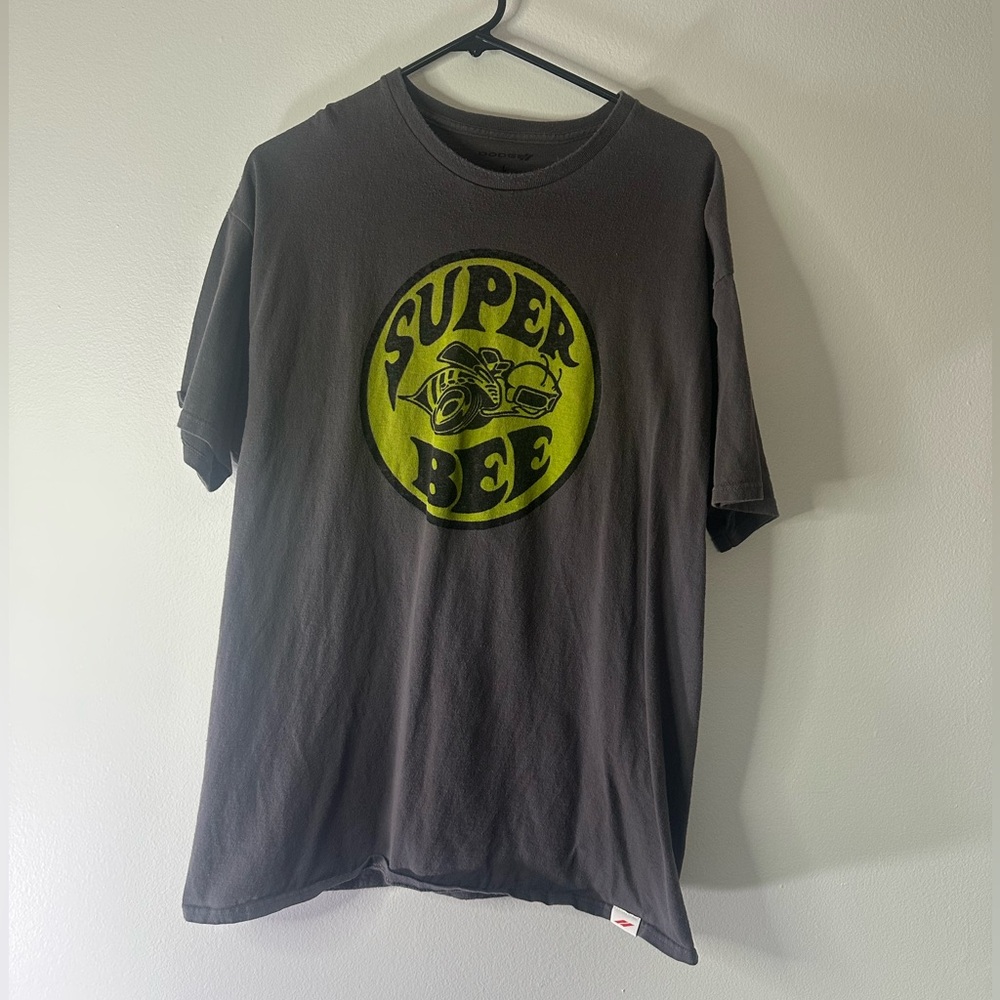 Dark Grey & Lime Green Dodge Super Bee Graphic Tee Size Large